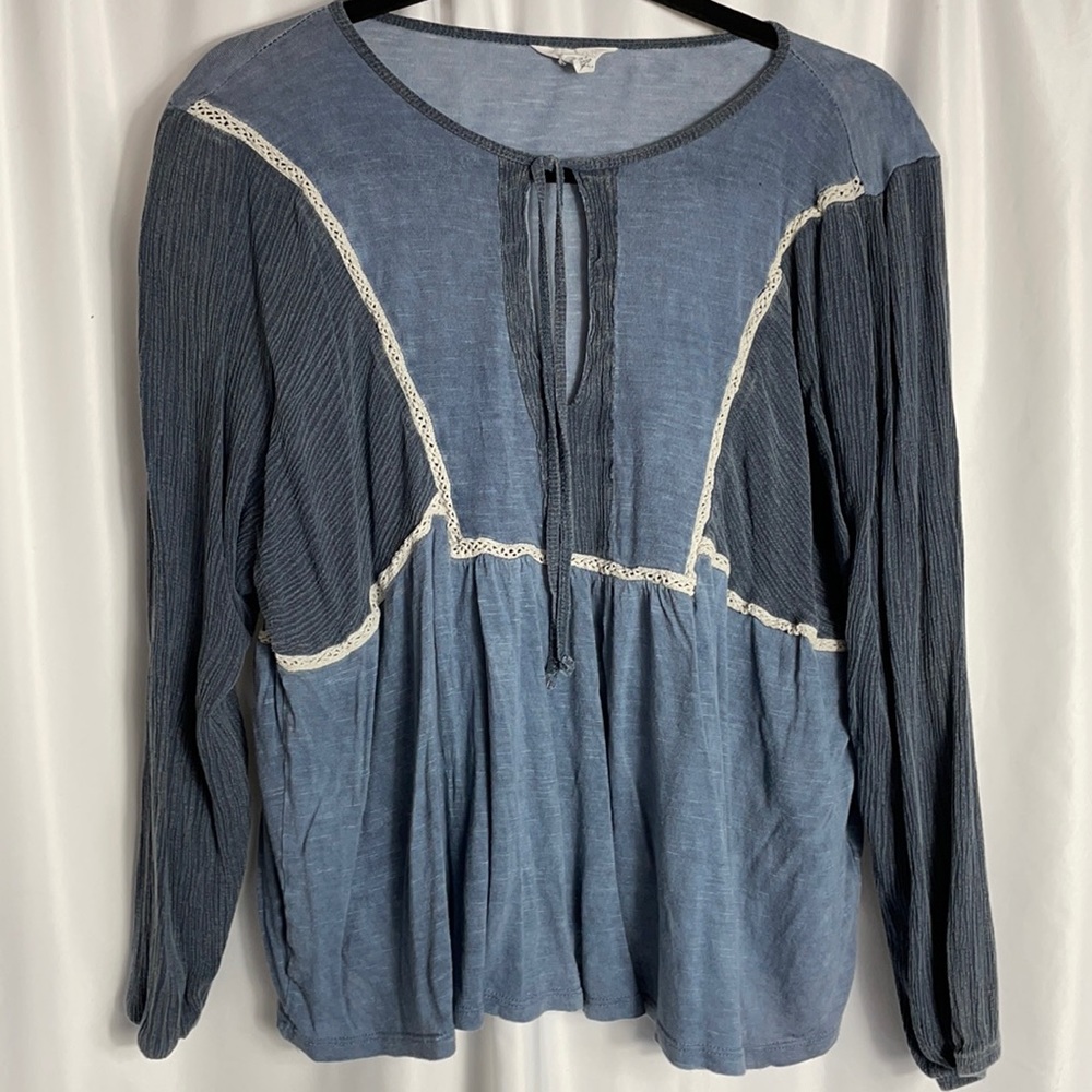Caslon Mixed Media Peasant Style Top